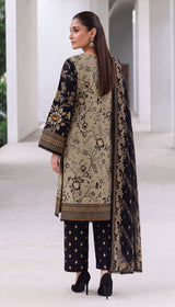 D# 1001 Black Digital Khaddar 3 Piece Unstitched