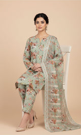 D# 10017 Cotton Cambric 3 Piece Unstitched