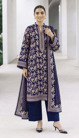D# 1002 Blue Digital Khaddar 3 Piece Unstitched