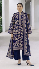 D# 1002 Blue Digital Khaddar 3 Piece Unstitched