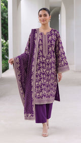D# 1002 Purple Digital Khaddar 3 Piece Unstitched