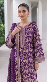 D# 1002 Purple Digital Khaddar 3 Piece Unstitched