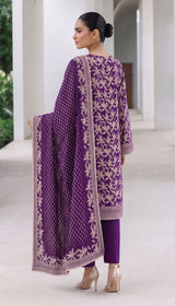 D# 1002 Purple Digital Khaddar 3 Piece Unstitched