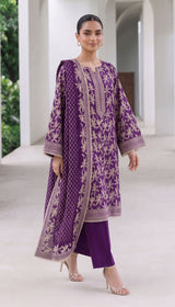 D# 1002 Purple Digital Khaddar 3 Piece Unstitched