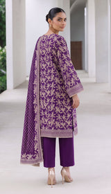 D# 1002 Purple Digital Khaddar 3 Piece Unstitched