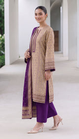 D# 1004 Purple Digital Khaddar 3 Piece Unstitched