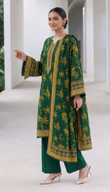 D# 1005 Green Digital Khaddar 3 Piece Unstitched