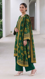 D# 1005 Green Digital Khaddar 3 Piece Unstitched