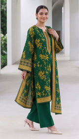 D# 1005 Green Digital Khaddar 3 Piece Unstitched