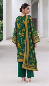 D# 1005 Green Digital Khaddar 3 Piece Unstitched