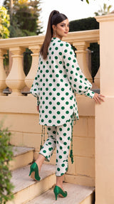 DES # 1370, Green 2 Pcs Unstitched Lawn