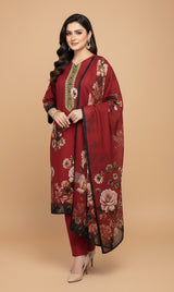 D# 24008 Digital Khaddar 3 Piece Unstitched