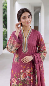 D# 24504 Pink -Digital Khaddar 3 Piece Unstitched