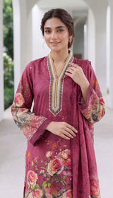 D# 24504 Pink -Digital Khaddar 3 Piece Unstitched