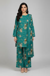 D#7036 GREEN DIGITAL CLASSIC LINEN 3PCS UNSTITCHED