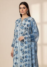 D#7040 BLUE DIGITAL CLASSIC LINEN 3PCS UNSTITCHED