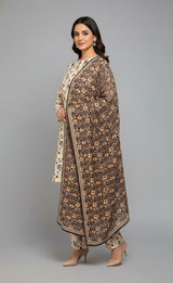 D#7055 BEIGE DIGITAL CLASSIC LINEN 3PCS UNSTITCHED