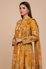 D#7056 MUSTARD DIGITAL CLASSIC LINEN 3PCS UNSTITCHED