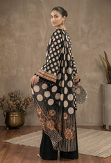D# 11080 Black 3 PCS Unstitched Lawn