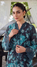 DES # 08 Black 2 Pcs Unstitched Lawn