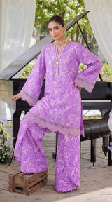 Des # 34 Purple 2 Pcs Unstitched Lawn