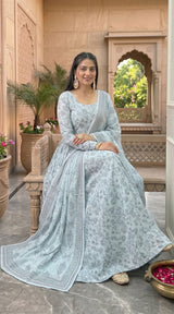 D# 38 Sky Blue Banadora Lawn 3 Pcs Unstitched