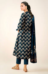 DES # 502 TEAL-BLUE 3 PCS UNSTITCHED