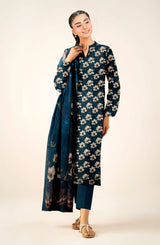 DES # 502 TEAL-BLUE 3 PCS UNSTITCHED