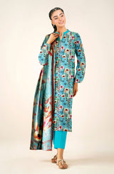 D#504 PRINTED SKY BLUE 3 PCS UNSTITCHED