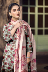 D#520 PRINTED PINK 3 PCS UNSTITCHED