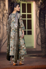 D#835 PRINTED BROWN 3 PCS UNSTITCHED