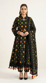 D# 11025 BLACK 3 PCS Unstitched Lawn