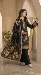 D# 11070 Black-Brown 3 PCS Unstitched Lawn