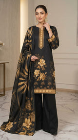 D# 11072 BLACK 3 PCS Unstitched Lawn