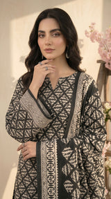 D# 11134 BLACK 3 PCS Unstitched Lawn