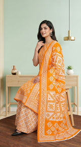 D# 11134 ORANGE 3 PCS Unstitched Lawn