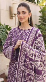 D# 11134 PURPLE 3 PCS Unstitched Lawn