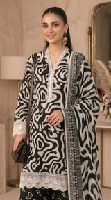 D# 11138 Black 3 PCS Unstitched Lawn