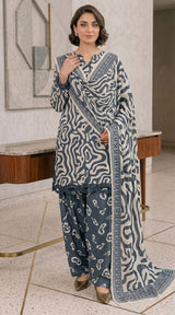 D# 11138 Grey 3 PCS Unstitched Lawn