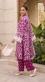 D# 11138 Majanta 3 PCS Unstitched Lawn