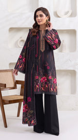 D# 11168 Black 3 PCS Unstitched Lawn