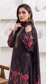 D# 11168 Black 3 PCS Unstitched Lawn