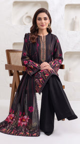 D# 11168 Black 3 PCS Unstitched Lawn