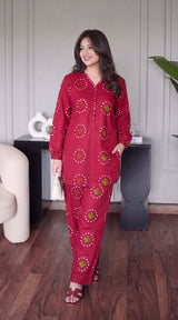 DES # 11186-88 RED 2 Pcs Unstitched Lawn