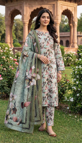 D#12 LIGHT GREEN 3 PCS UNSTITCHED