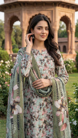 D#12 LIGHT GREEN 3 PCS UNSTITCHED