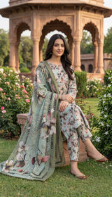 D#12 LIGHT GREEN 3 PCS UNSTITCHED