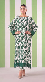 DES # 1372, Green 2 Pcs Unstitched Lawn