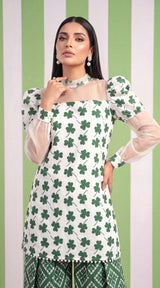 DES # 1377, Green 2 Pcs Unstitched Lawn
