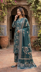 D#16 TEAL GREEN 3 PCS UNSTITCHED